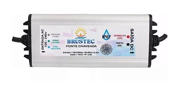 FONTE BRUSTEC 3A BLINDADA 36W