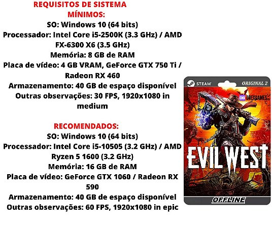 Evil West Pc Steam Offline - Modo Campanha - Loja DrexGames - A sua Loja De  Games