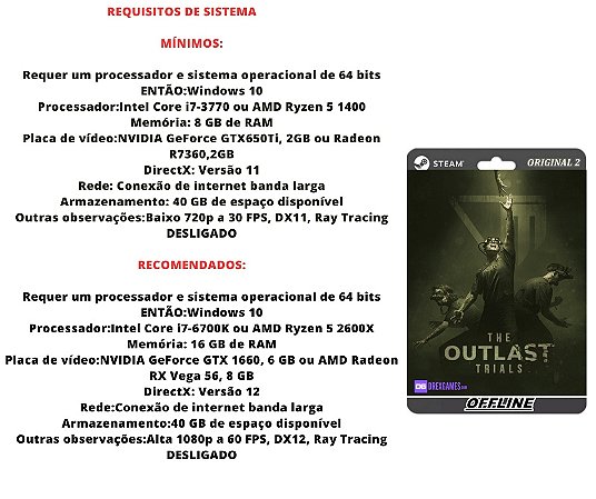 The Outlast Trials: Requisitos mínimos e recomendados para rodar no PC