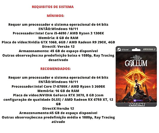 The Lord of the Rings Gollum: veja notas, preço e requisitos de PC
