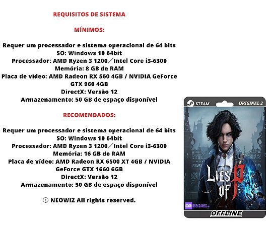 Lies of P no PC: Veja os Requisitos Mínimos e Recomendados