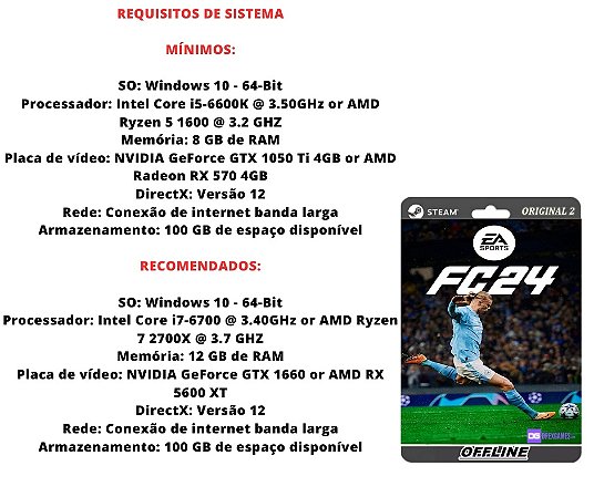 Requisitos de sistema para EA FC 24: especificações mínimas e recomendadas  para PC