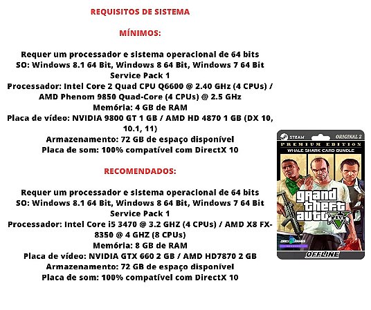 GTA 5 Premium Edition PC Steam Offline - Loja DrexGames - A sua