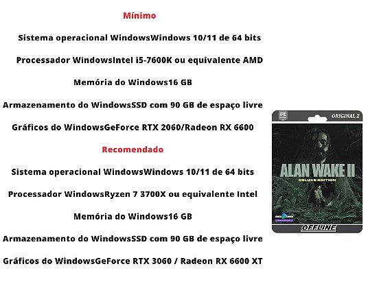 Alan Wake 2 PC Offline - EXBR Games - EXBR Games - Sua loja digital de  jogos baratos para PC