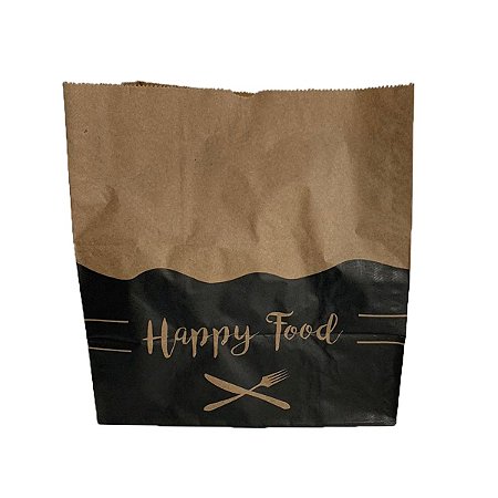 Saco Kraft G Happy Food 100 unidades 30 cm X 19 cm X 31 cm
