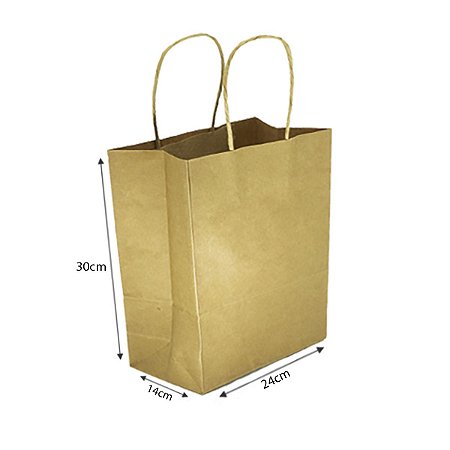 Sacola Kraft M 1000 unidades 24 cm X 14 cm X 30 cm