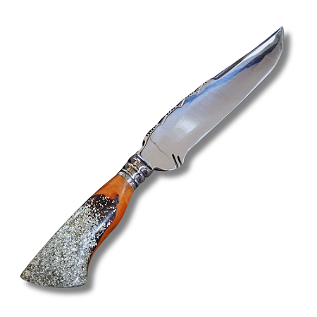 Faca Forjada 11" - 10 mm de Espessura Híbrida Flocos De Prata