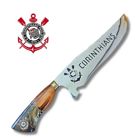 Faca Do Corinthians Picanheira Artesanal 10 polegadas em Aço Inox 420 – Personalizada 4mm