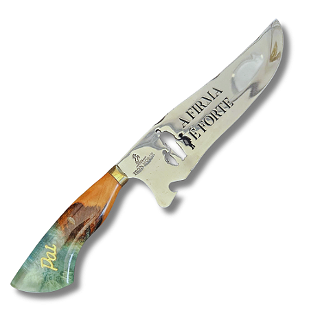 Faca Picanheira Artesanal de Churrasco Dia dos Pais 10" Aço inox 420c 4mm Espessura Cabo Madeira nobre e Resina - Personalizada