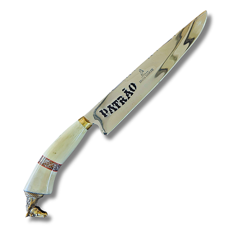 Faca Picanheira 25cm Inox 420 Cabo De Osso - Cavalo crioulo