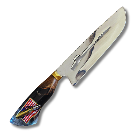 Faca Picanheira Artesanal de Churrasco Munição no cabo 10" Aço inox 420c 4mm Espessura - Personalizada