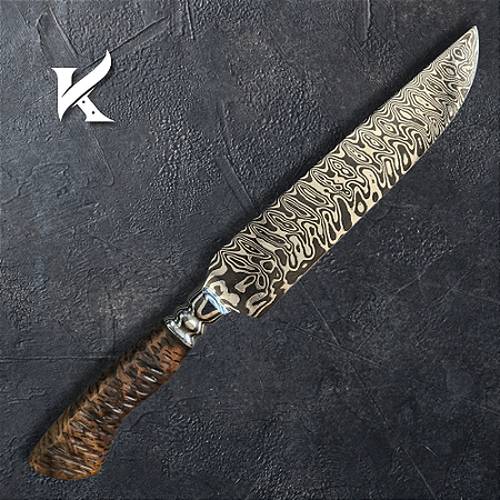 Faca Artesanal Em Aço Damasco - Colecionador
