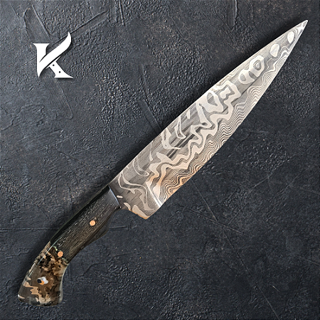 Faca Artesanal Em Aço Damasco - Colecionador