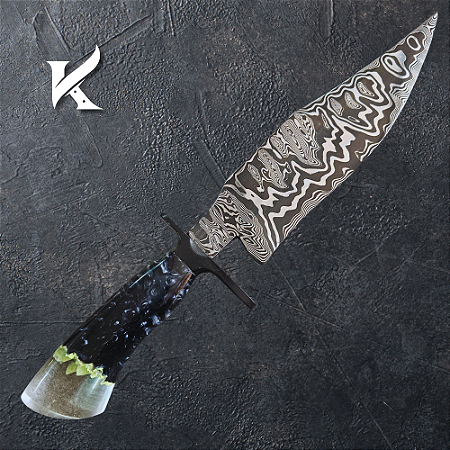 Faca Artesanal Em Aço Damasco - Colecionador