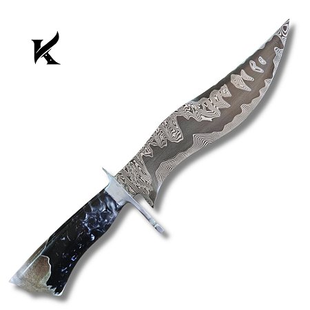 Faca Artesanal Em Aço Damasco - Colecionador