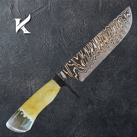 Faca Artesanal Em Aço Damasco - Colecionador