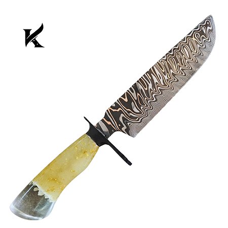 Faca Artesanal Em Aço Damasco - Colecionador