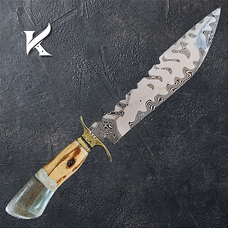 Faca Artesanal Em Aço Damasco - Colecionador