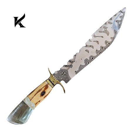 Faca Artesanal Em Aço Damasco - Colecionador