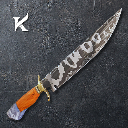 Faca Artesanal Em Aço Damasco - Colecionador