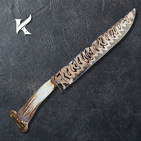 Faca Artesanal Em Aço Damasco Tiger- Colecionador