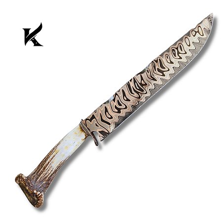 Faca Artesanal Em Aço Damasco Tiger- Colecionador