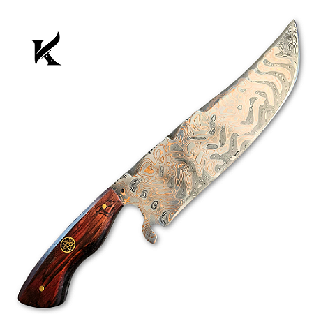 Faca Artesanal Em Aço Damasco 10" Tiger - Colecionador
