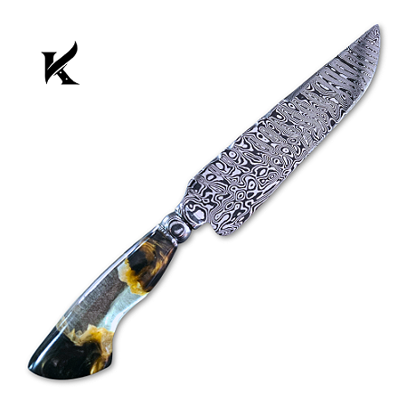 Faca Artesanal 10" Em Aço Damasco - Colecionador