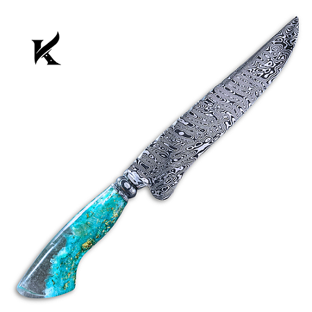 Faca Artesanal 11" Em Aço Damasco - Colecionador