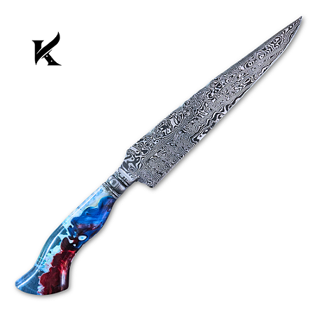 Faca Artesanal 11" Em Aço Damasco - Colecionador