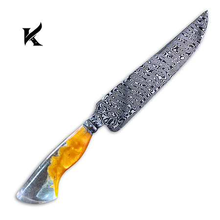 Faca Artesanal 10" Em Aço Damasco - Colecionador