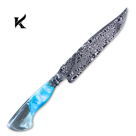 Faca Artesanal 10" Em Aço Damasco - Colecionador