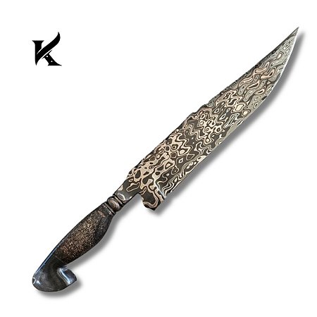 Faca aço Damasco Tiger 14,5" Artesanal - Colecionador