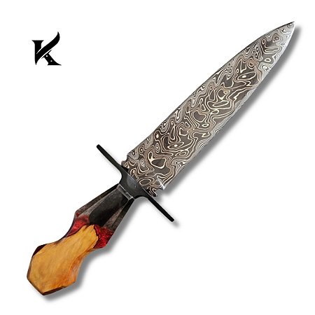 Faca aço Damasco Tiger 11" Artesanal - Colecionador