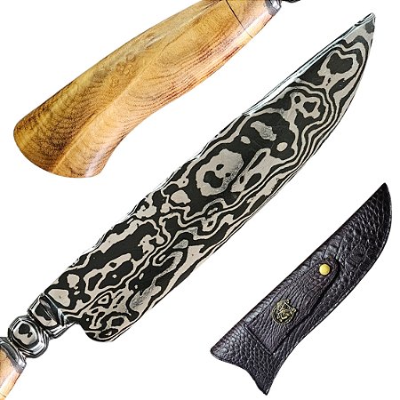 Faca aço Damasco 10" Artesanal - Colecionador