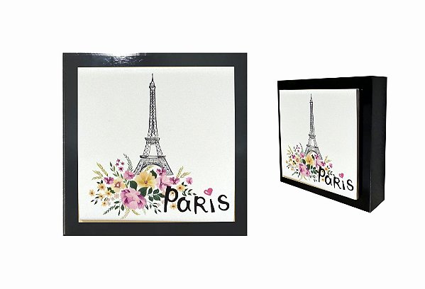 07-04-P066 Cubo Decor Preto - Paris rosa