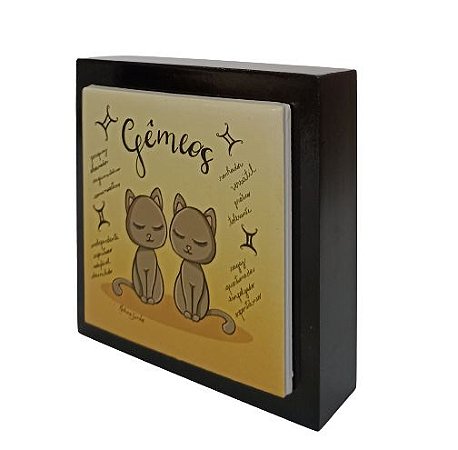 07-04-PS003 Cubo Decor Preto Coleção Signos - Gêmeos