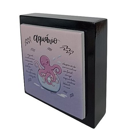 07-04-PS009 Cubo Decor Preto Coleção Signos - Aquário