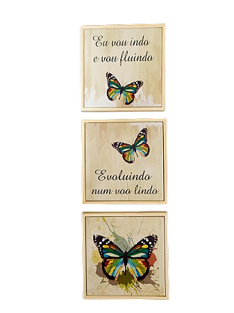 3092P-026  Quadro  Pinus P - Kit Vou Fluindo c/ 3 pçs