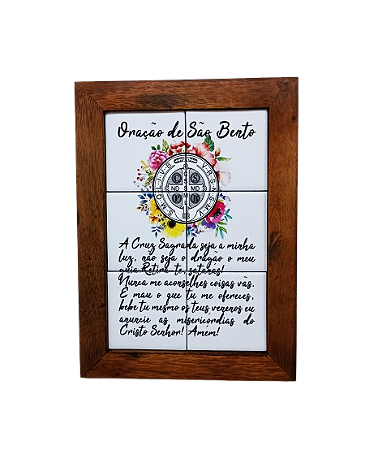 3093AM-099 Quadro de azulejo - Oração de São Bento