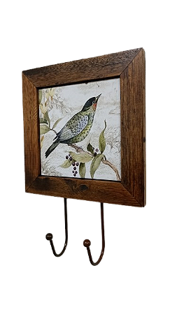 3011-014 Quadro cabideiro - Pássaro Verde 1