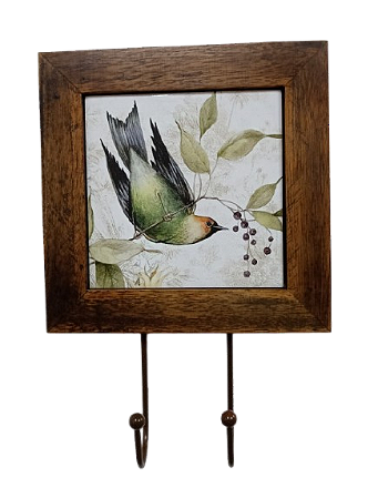 3011-015 Quadro cabideiro - Pássaro Verde 2