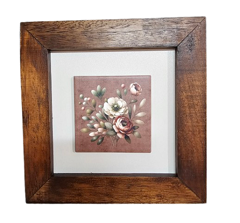 3001M-058 Quadro decor madeira - Rosas Buquê