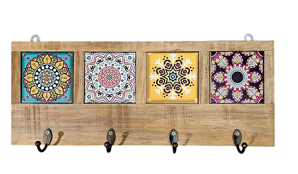 3017CP-013 Quadro cabideiro 4 Azulejos - Vitral