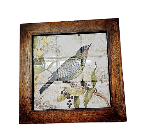 3094AP-059 Quadro de azulejo - Pássaros Verdes 1