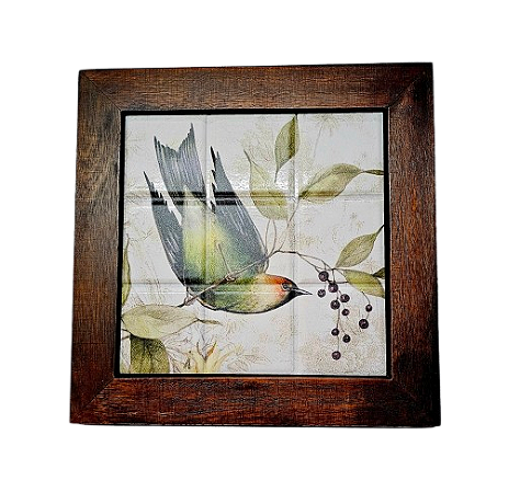3094AP-060 Quadro de azulejo - Pássaros Verdes  2