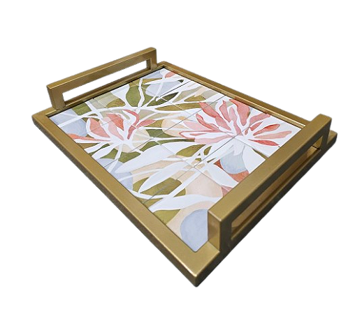 3089PD-003 Bandeja de Metal - Flor Rosa