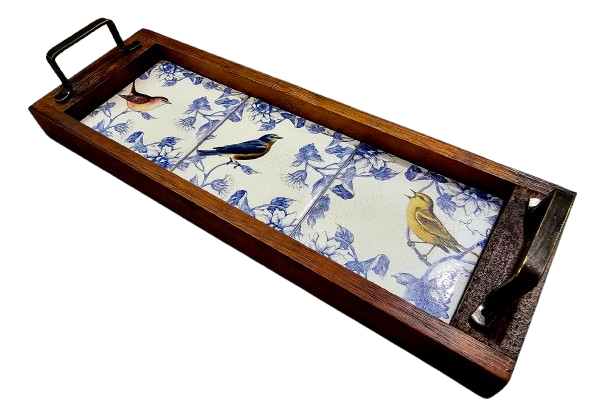 3100RB-103  Bandeja Az Lavabo - Pássaros Arabesco