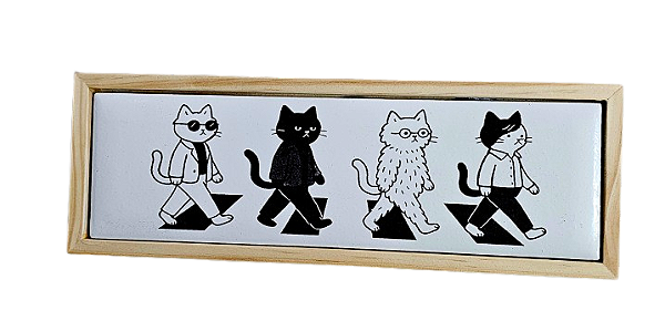 07-10-024 Quadrinho Pinus Azulejo - Beatles Cat