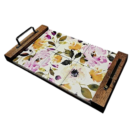 3097-140 Bandeja sem borda - Aquarela Flores